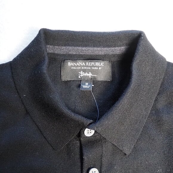 Banana Republic Mens Long Sleeve Polo Sweater M 100% Merino Wool Collar (Defect) - Picture 2 of 7
